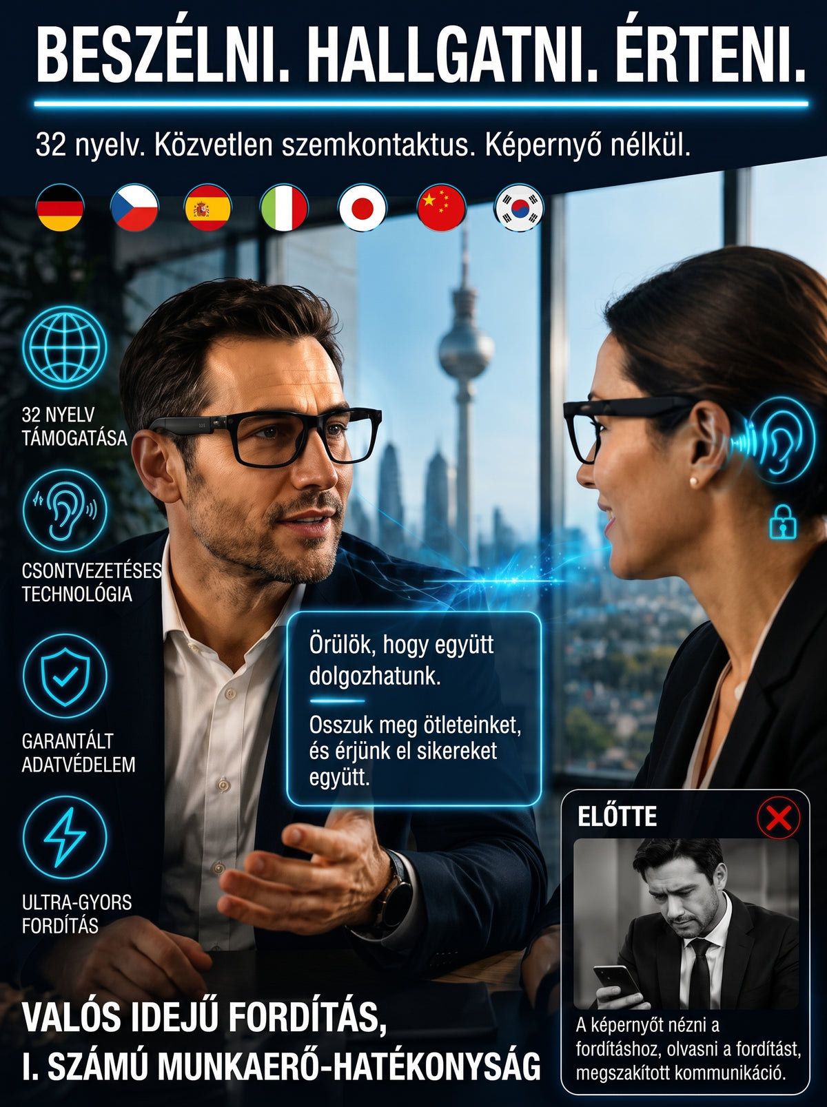 👓 Chytré AI brýle s kamerou 8 MP – překlad v reálném čase do 160+ jazyků, Bluetooth a inteligentní AI funkce🏆