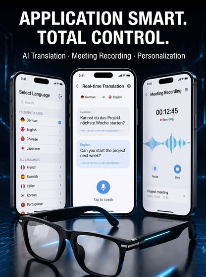 👓 Chytré AI brýle s kamerou 8 MP – překlad v reálném čase do 160+ jazyků, Bluetooth a inteligentní AI funkce🏆